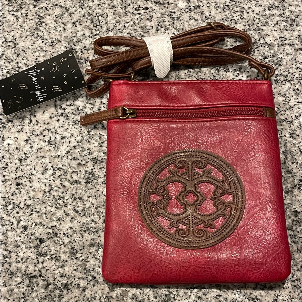 NWT- Red and brown crossbody bag Mimi x Jules - Picture 1 of 7